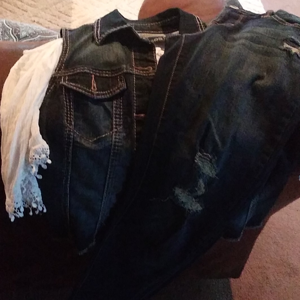 Bundle of 2  shirts 2 pr jeans and vest